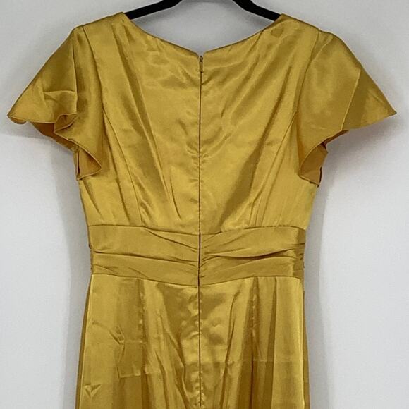 NEW Social Size 4 Flutter Sleeve Draped Wrap Maxi Dress Marigold $236 mrsp J3-10 - Picture 9 of 10